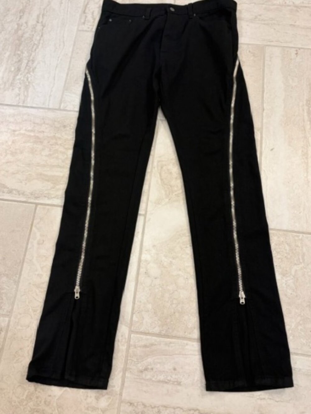 mnml Black Zipper Men Flare Pants Denim Size 34 100% Cotton Streetwear Punk Goth